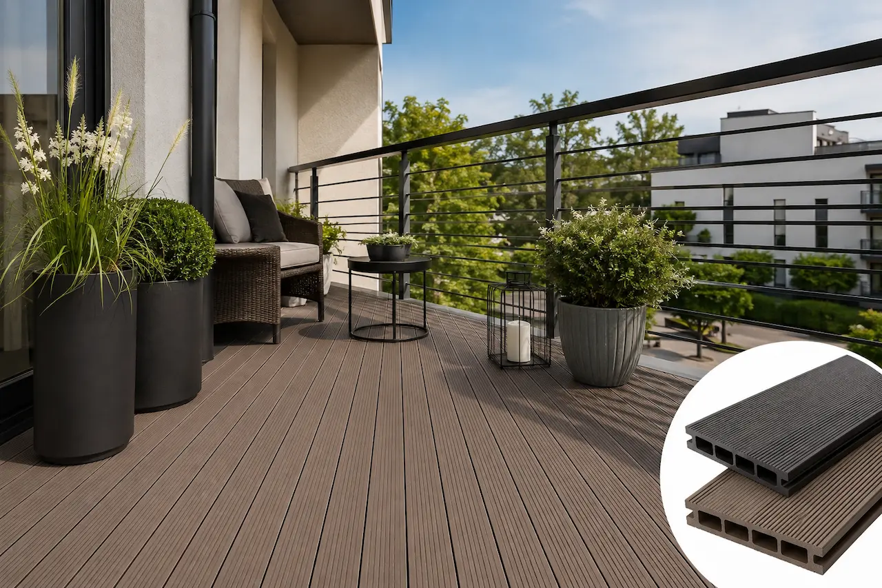 Balkon z deską tarasową kompozytową